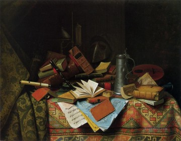 Naturaleza muerta clásica Painting - Una mesa de estudio William Harnett bodegón